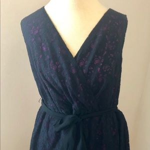 Black Lace over Violet A-Line Dress by Lane Bryant